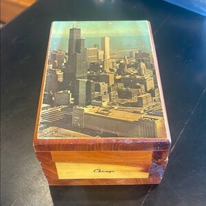 Chicago Skyline Wooden Box vintage keepsake